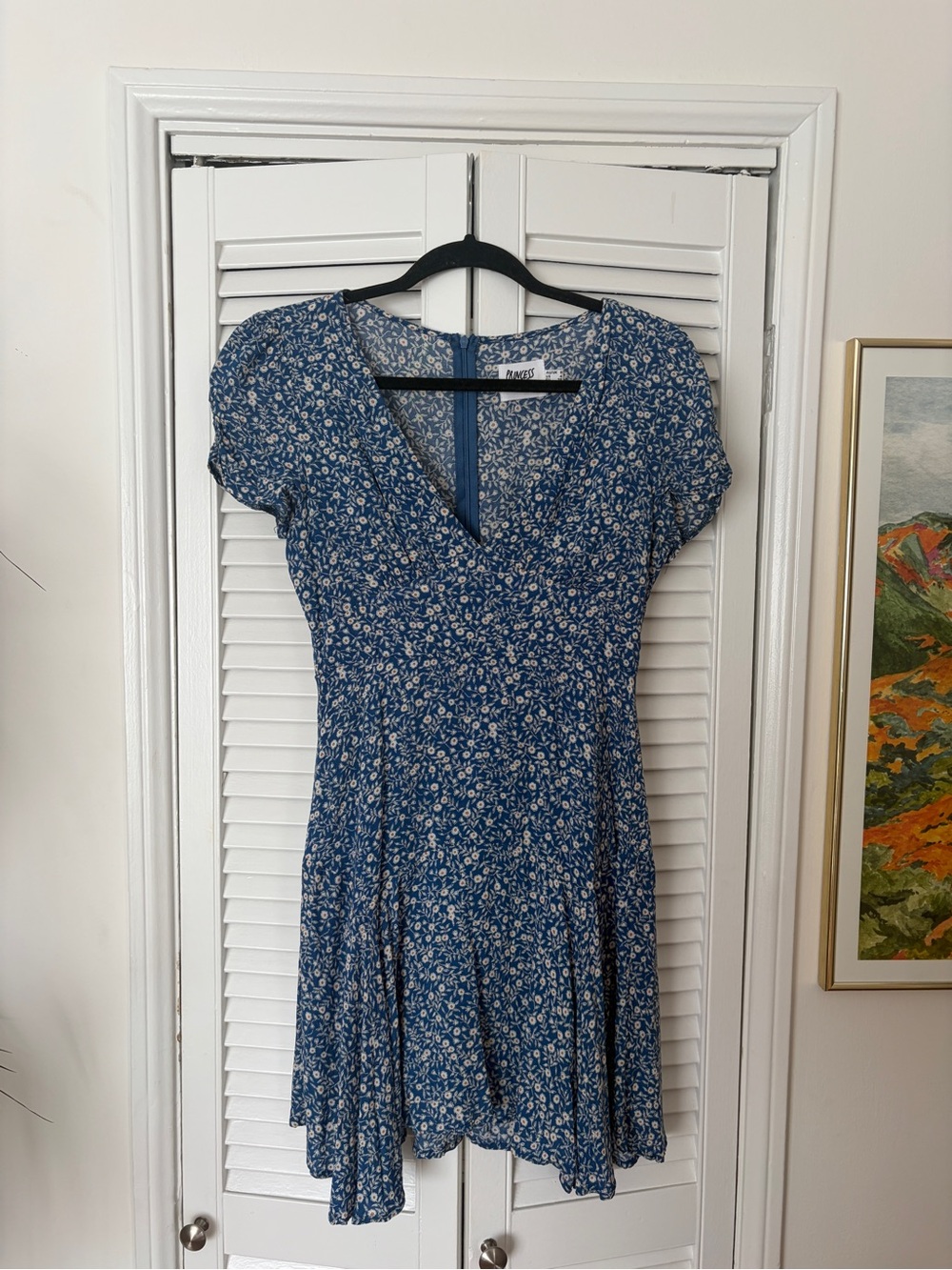 Princess Polly Blue Floral V-Neck Mini Dress